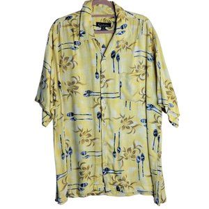 Quicksilver Silver Edition Yellow Floral Button Front Shirt Men Size XXL